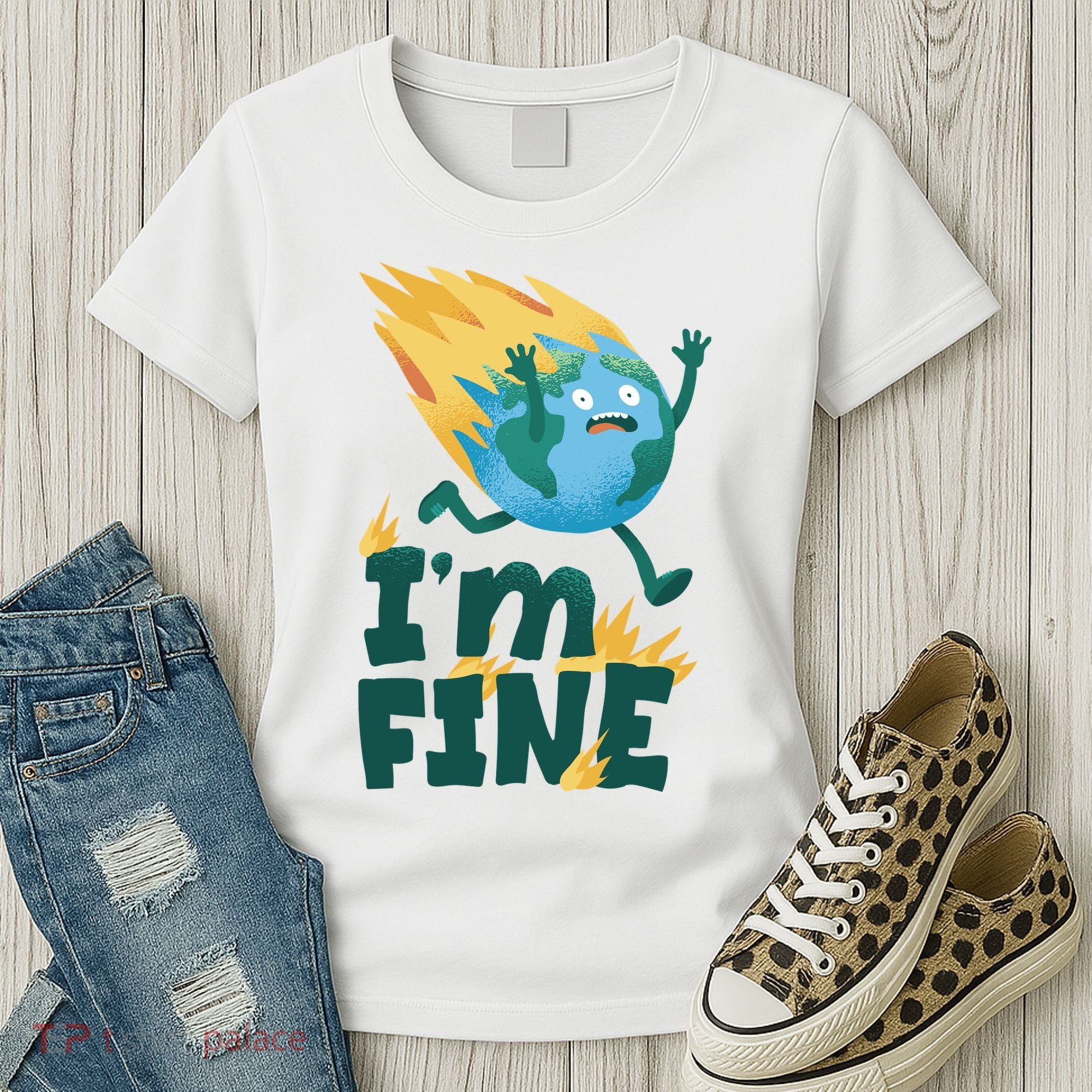 I'm Fine Funny Earth Day Climate Change Women's T-Shirt
