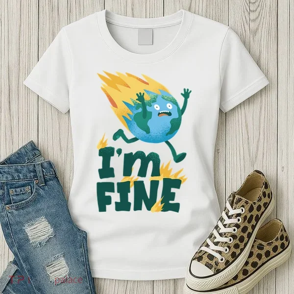 I'm Fine Funny Earth Day Climate Change Women's T-Shirt