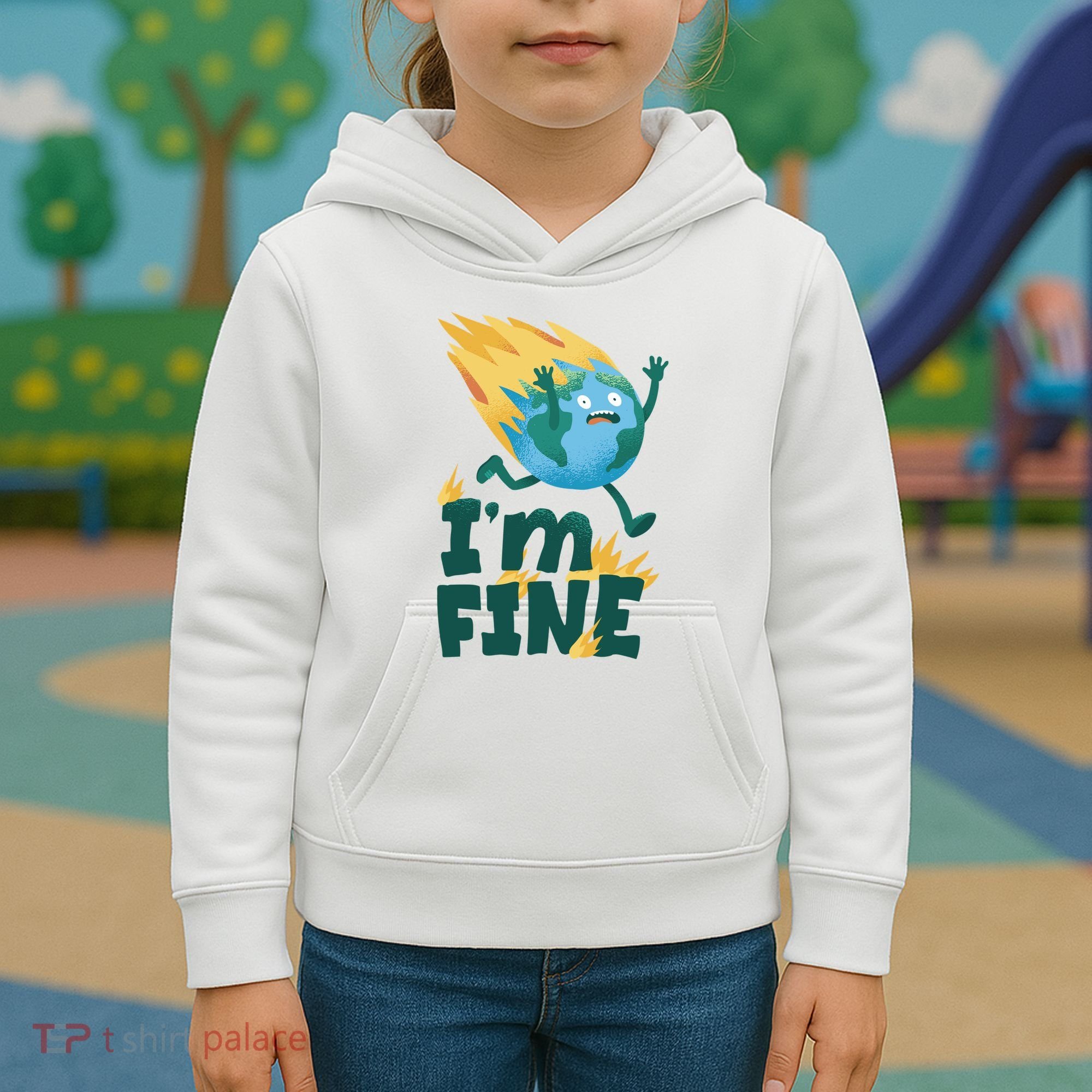 I'm Fine Funny Earth Day Climate Change Kids Hoodie