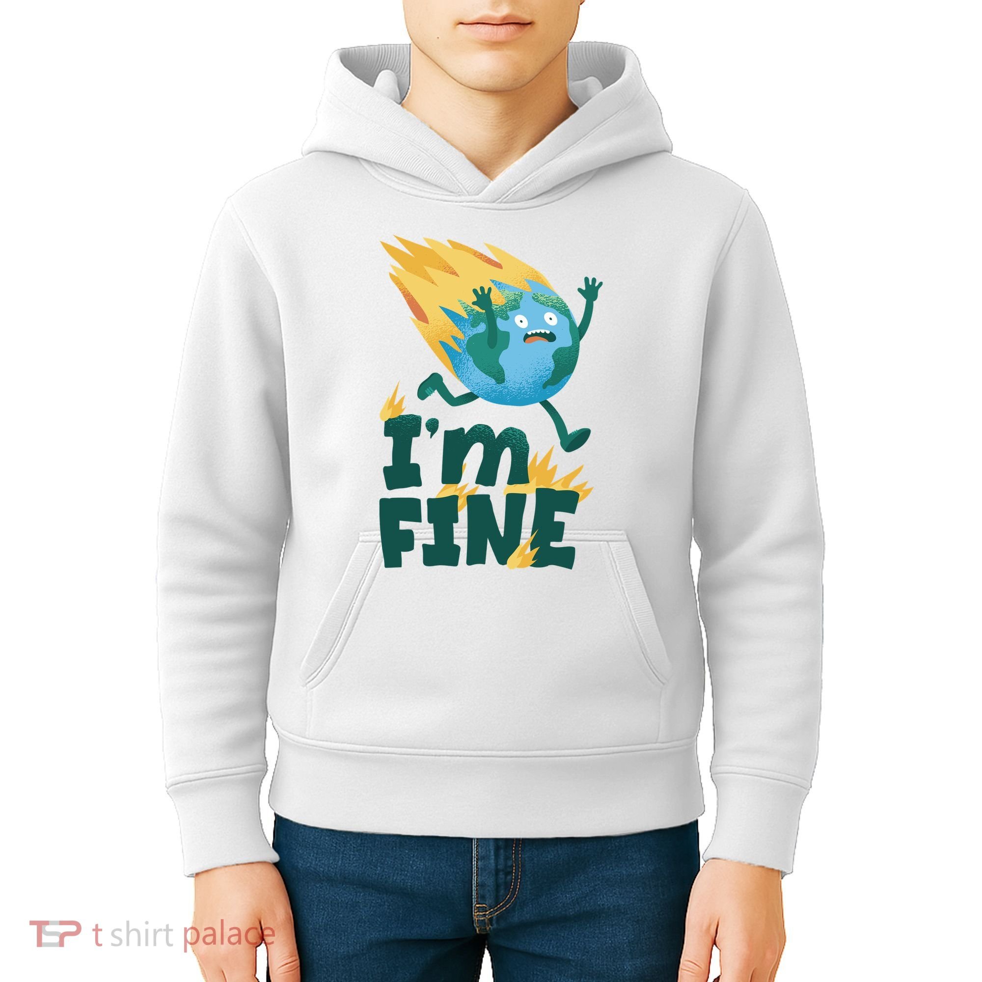 I'm Fine Funny Earth Day Climate Change Kids Hoodie