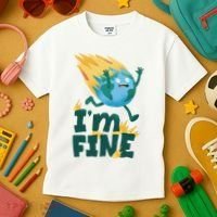 I'm Fine Funny Earth Day Climate Change Kids T-Shirt thumb 3
