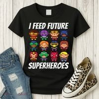 I Feed Future Superheroes School Lunch Lady Squad Women's T-Shirt thumb 3