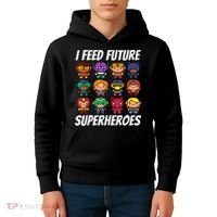 I Feed Future Superheroes School Lunch Lady Squad Kids Hoodie thumb 4