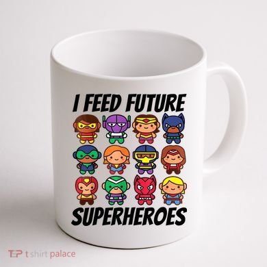 I Feed Future Superheroes School Lunch Lady Squad Coffee Mug back