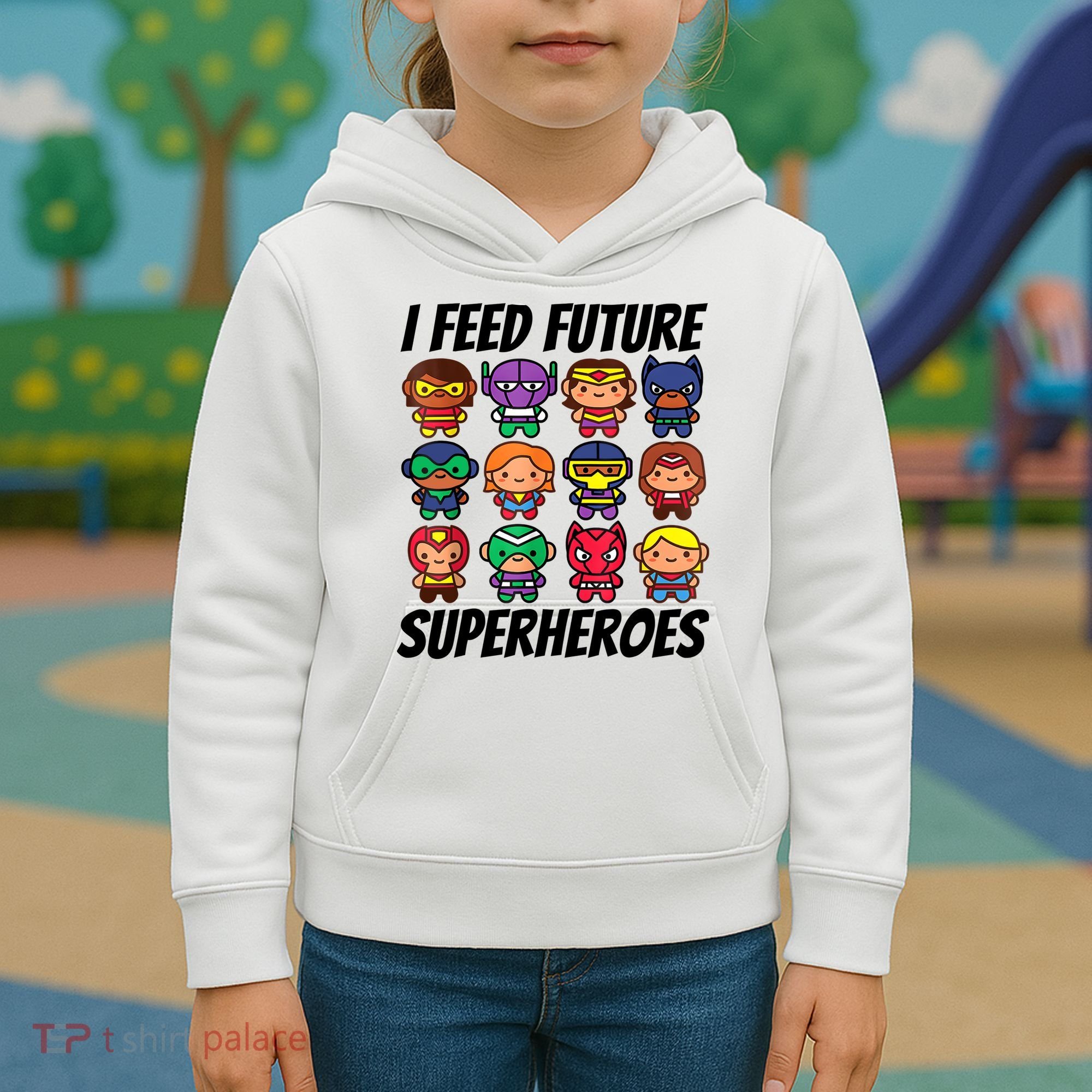 I Feed Future Superheroes School Lunch Lady Squad Kids Hoodie