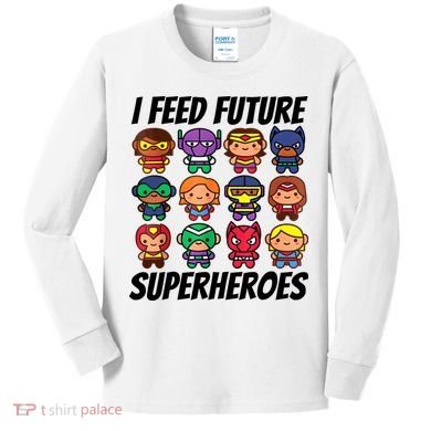 I Feed Future Superheroes School Lunch Lady Squad Kids Long Sleeve Shirt