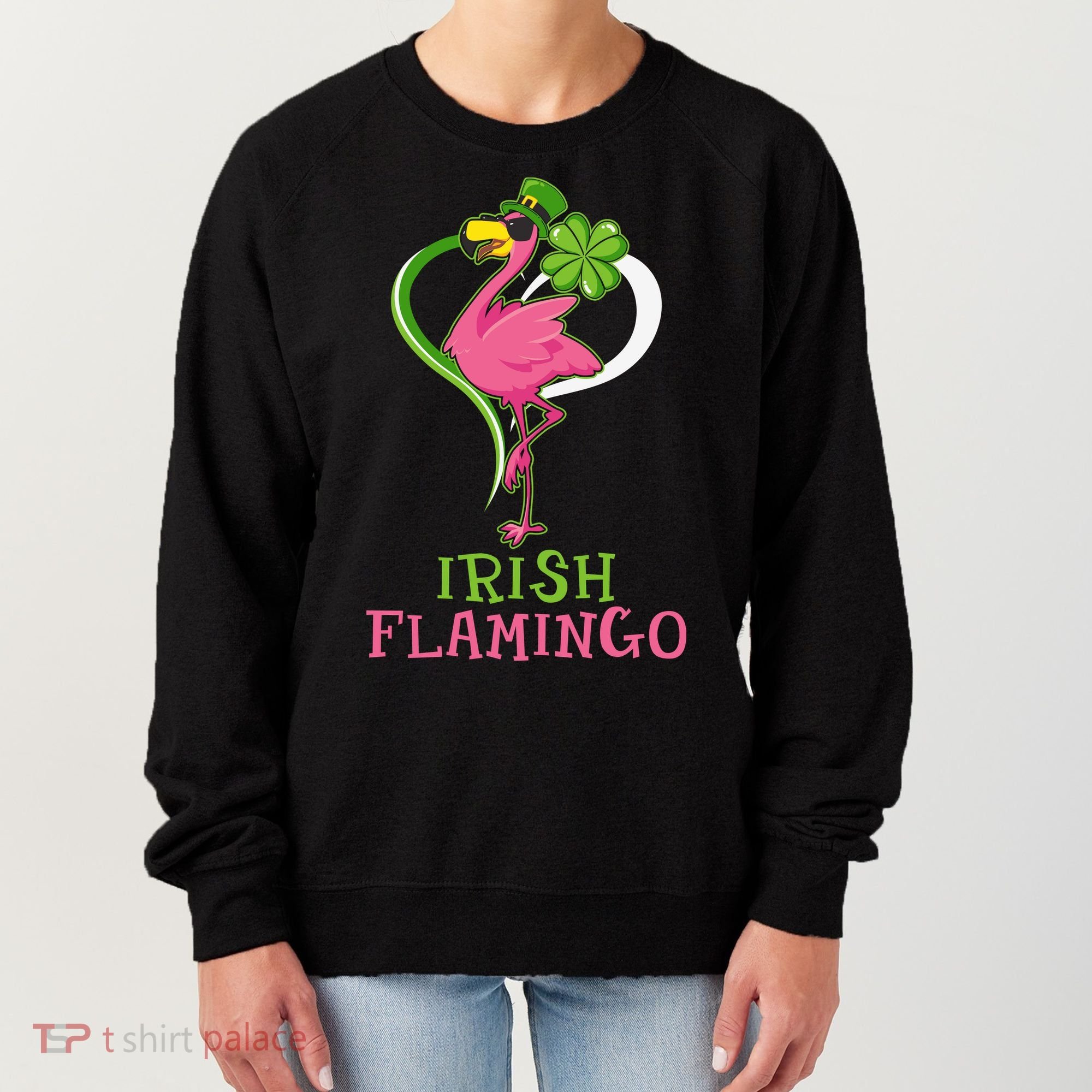 Irish Flamingo Funny St Patricks Day Women's Sweatshirt