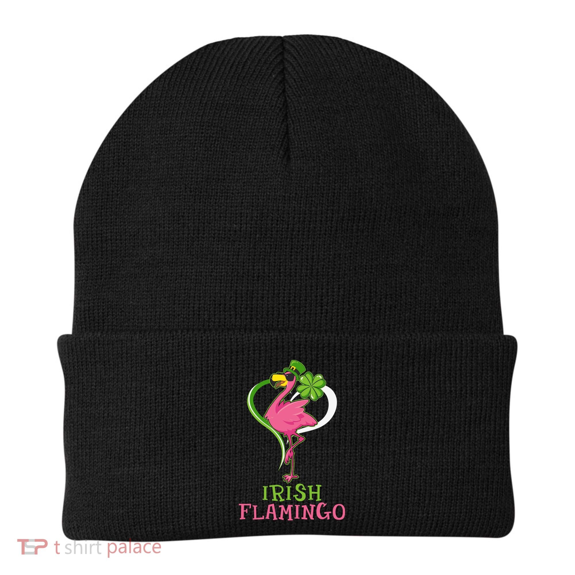 Irish Flamingo Funny St Patricks Day Beanie
