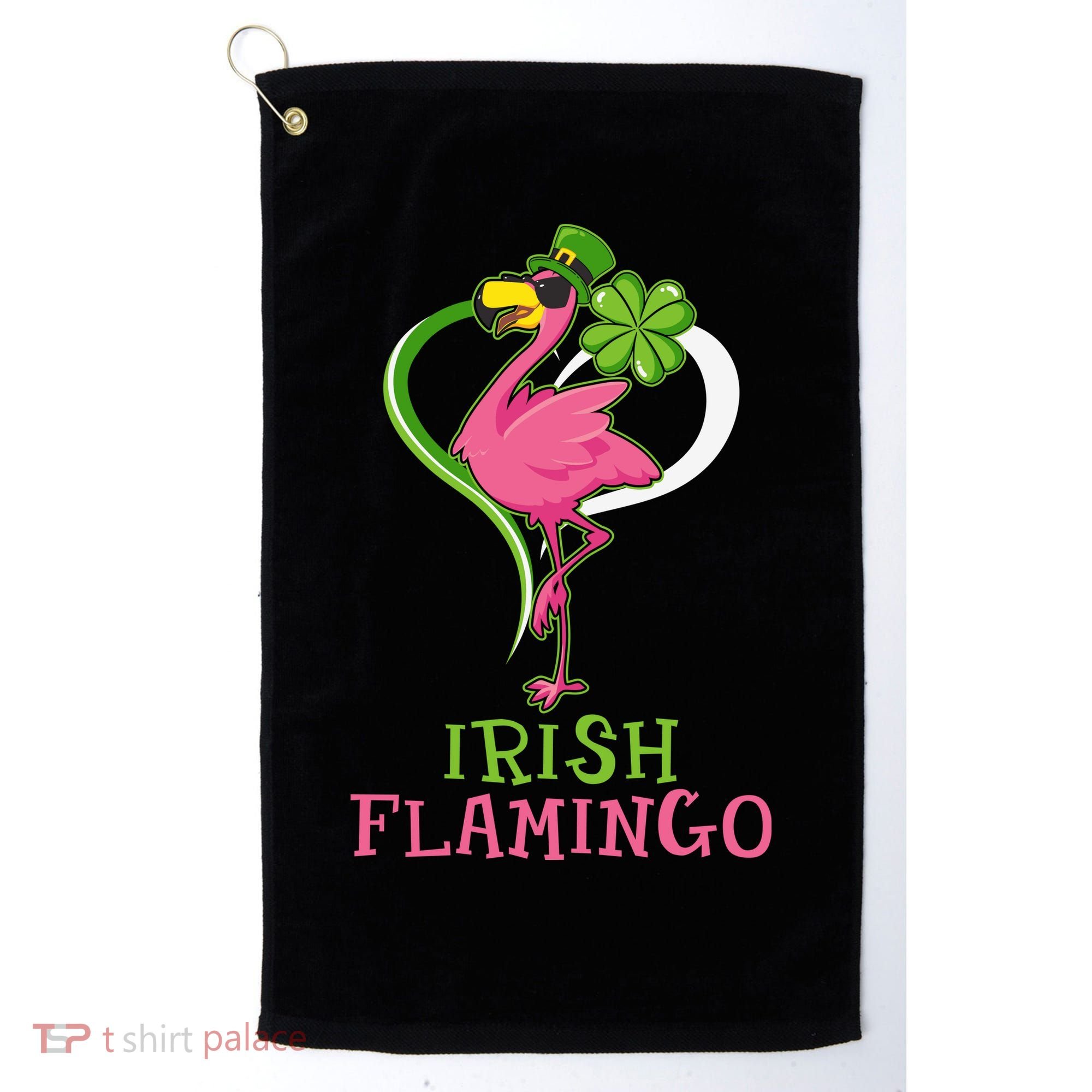 Irish Flamingo Funny St Patricks Day Golf Towel