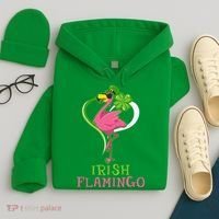 Irish Flamingo Funny St Patricks Day Hoodie thumb 4