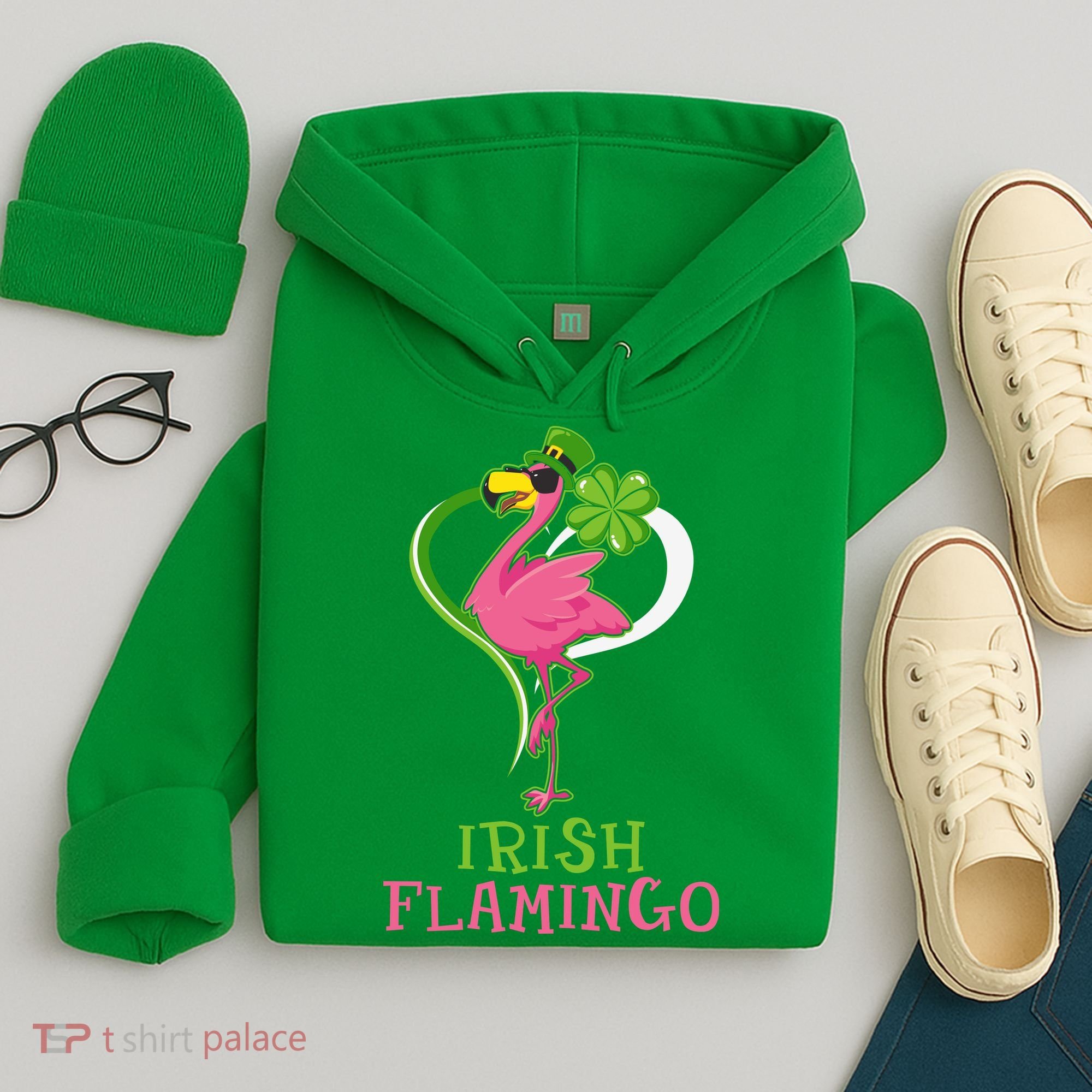 Irish Flamingo Funny St Patricks Day Hoodie