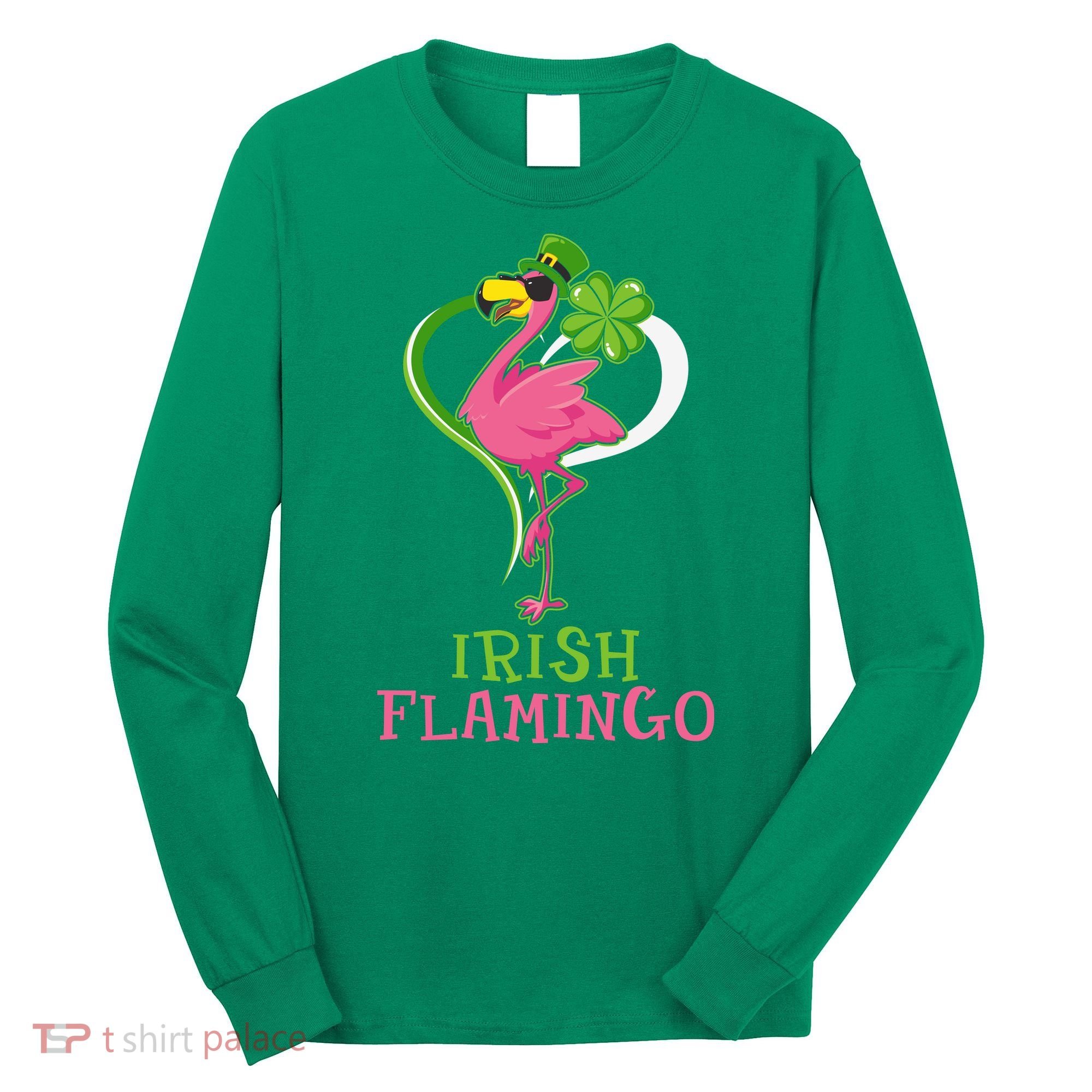 Irish Flamingo Funny St Patricks Day Long Sleeve Shirt