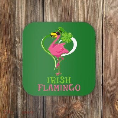 Irish Flamingo Funny St Patricks Day Coaster