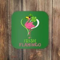 Irish Flamingo Funny St Patricks Day Coaster thumb 0