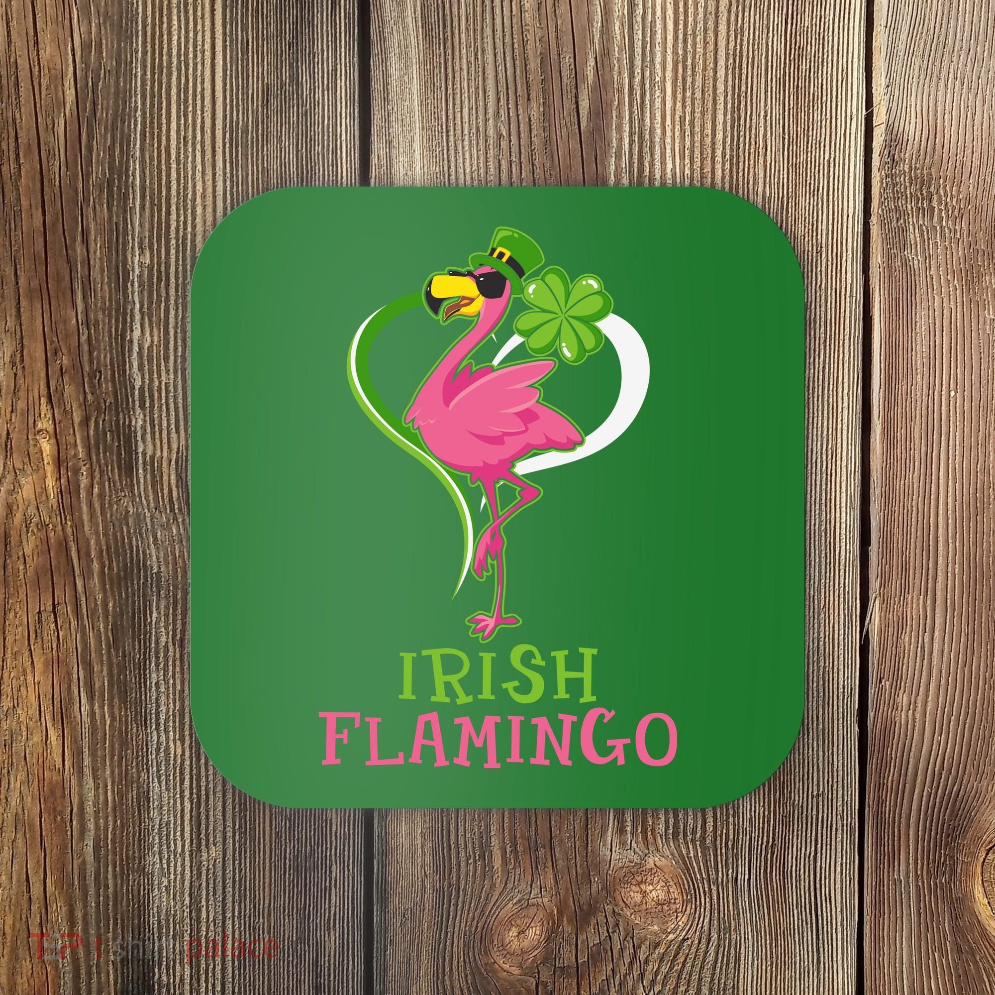 Irish Flamingo Funny St Patricks Day Coaster