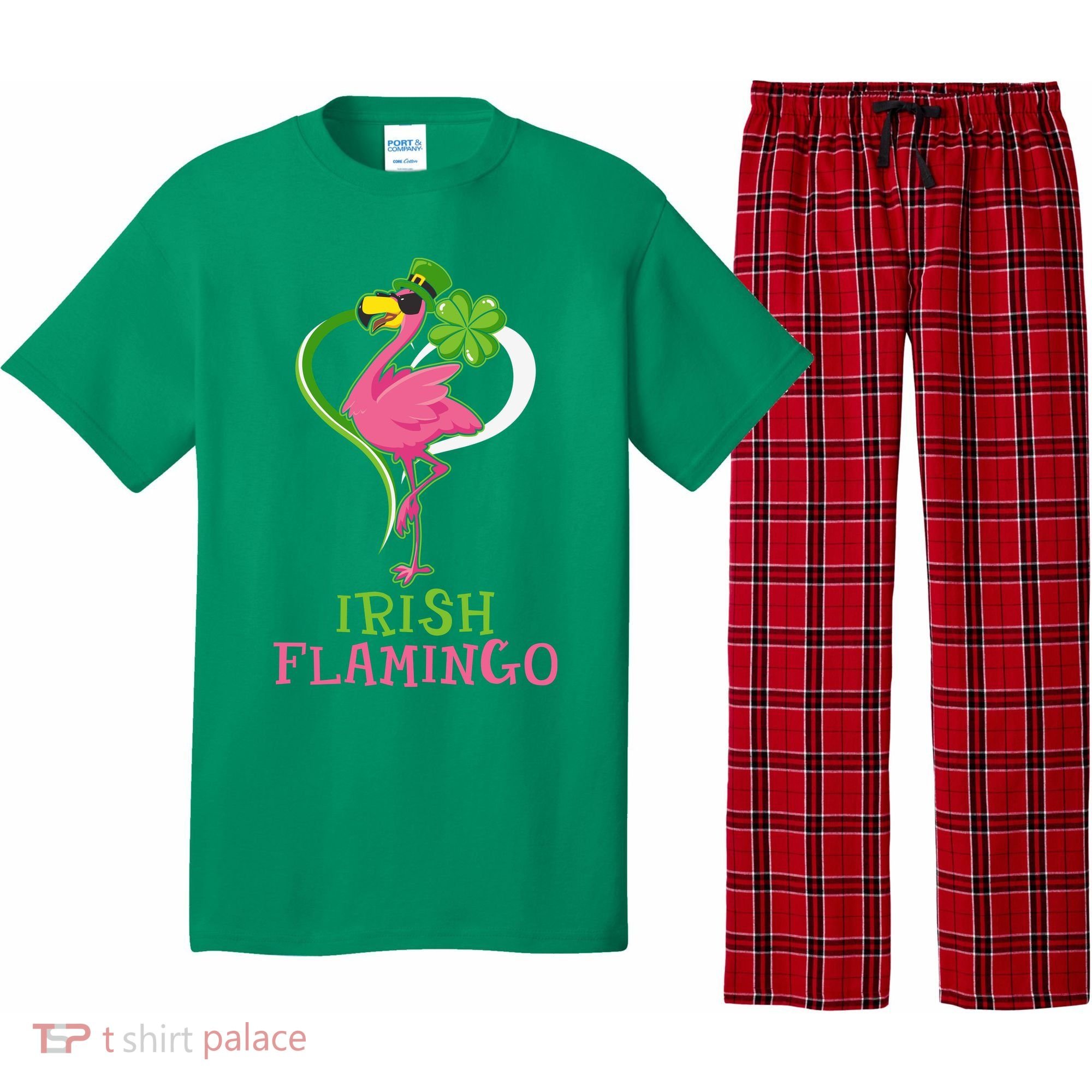Irish Flamingo Funny St Patricks Day Pajama Set