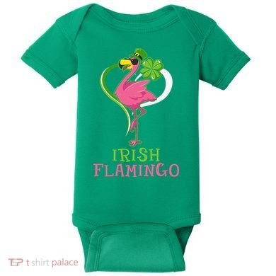 Irish Flamingo Funny St Patricks Day Baby Bodysuit