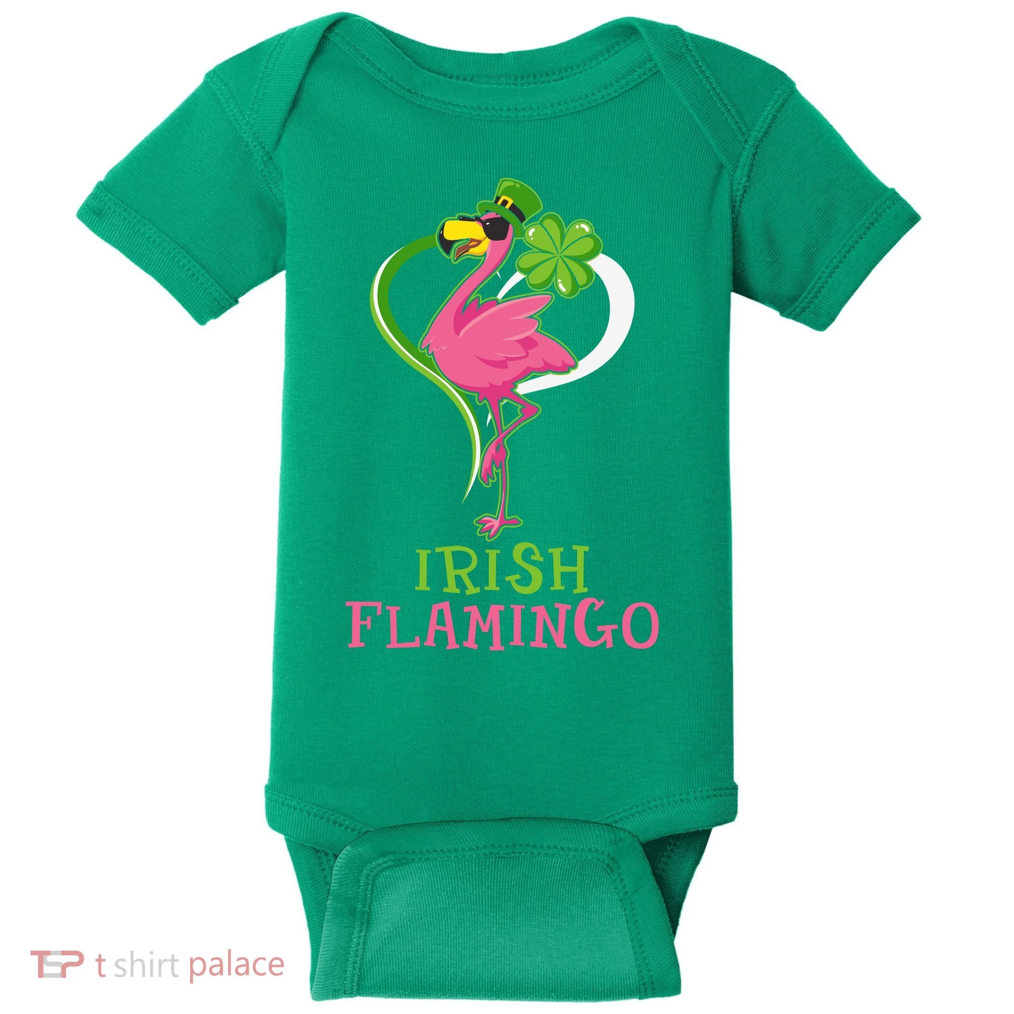 Irish Flamingo Funny St Patricks Day Baby Bodysuit