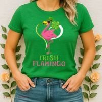 Irish Flamingo Funny St Patricks Day Women's T-Shirt thumb 2
