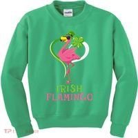 Irish Flamingo Funny St Patricks Day Kids Sweatshirt thumb 0