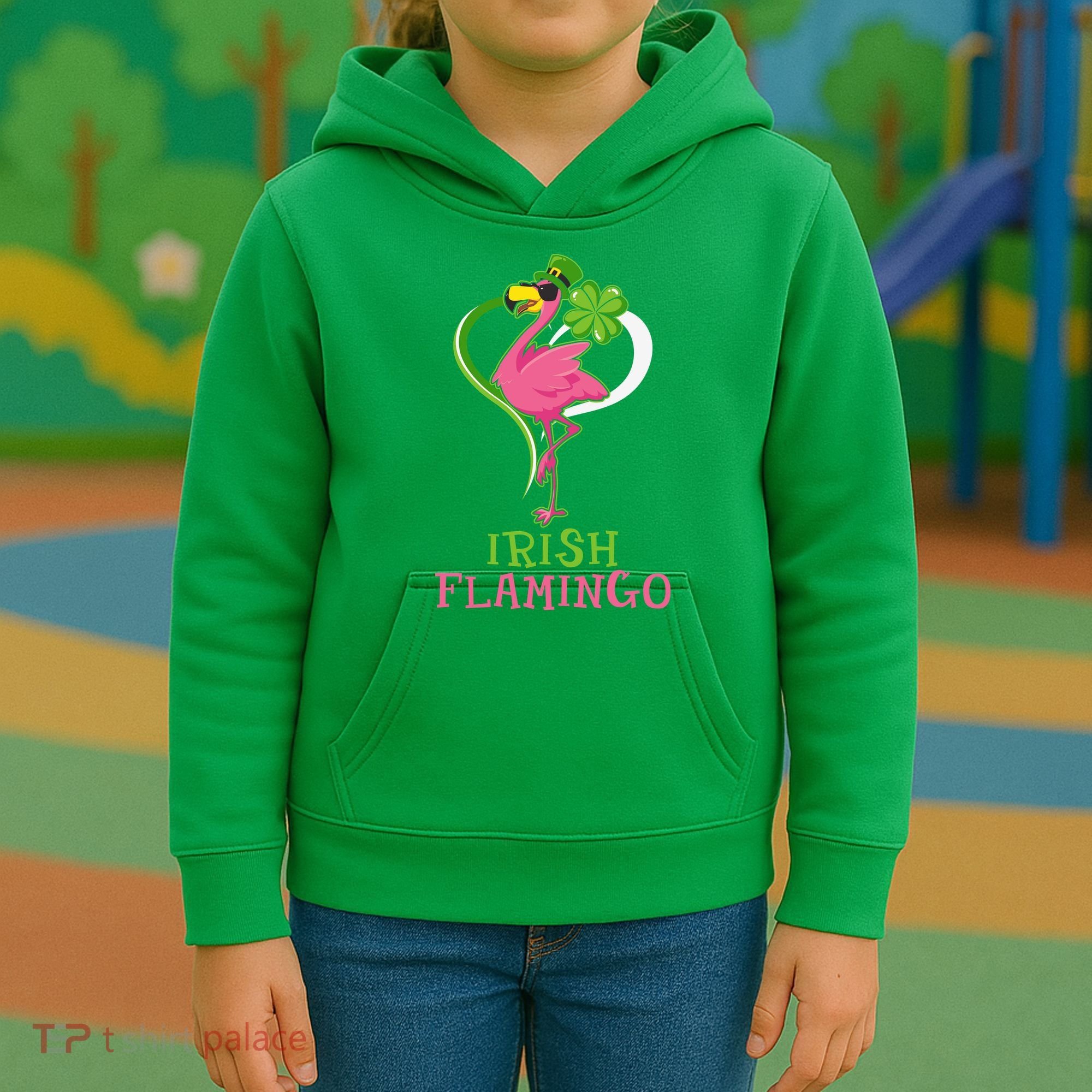 Irish Flamingo Funny St Patricks Day Kids Hoodie