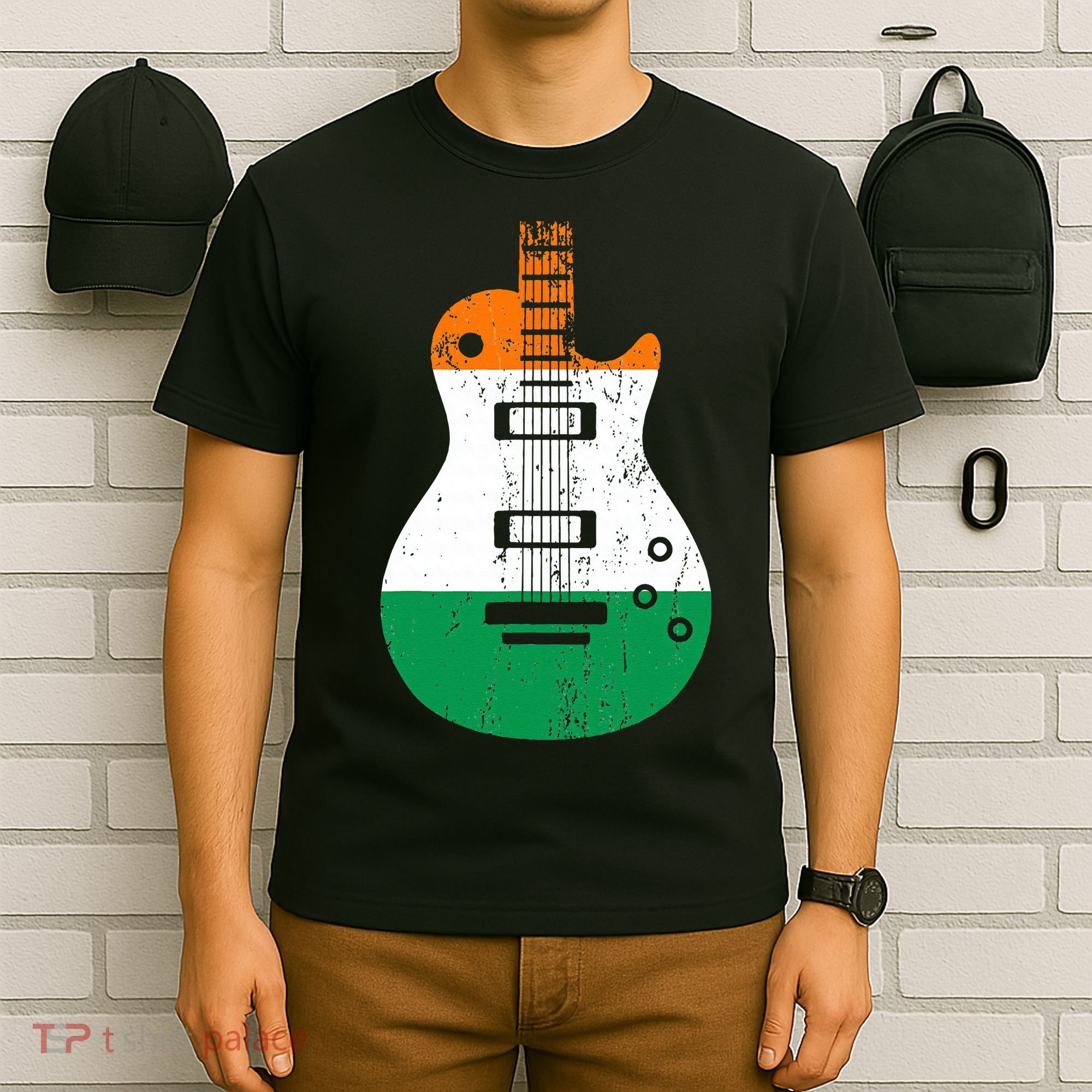 Ireland Flag Guitar Vintage Musician T-Shirt