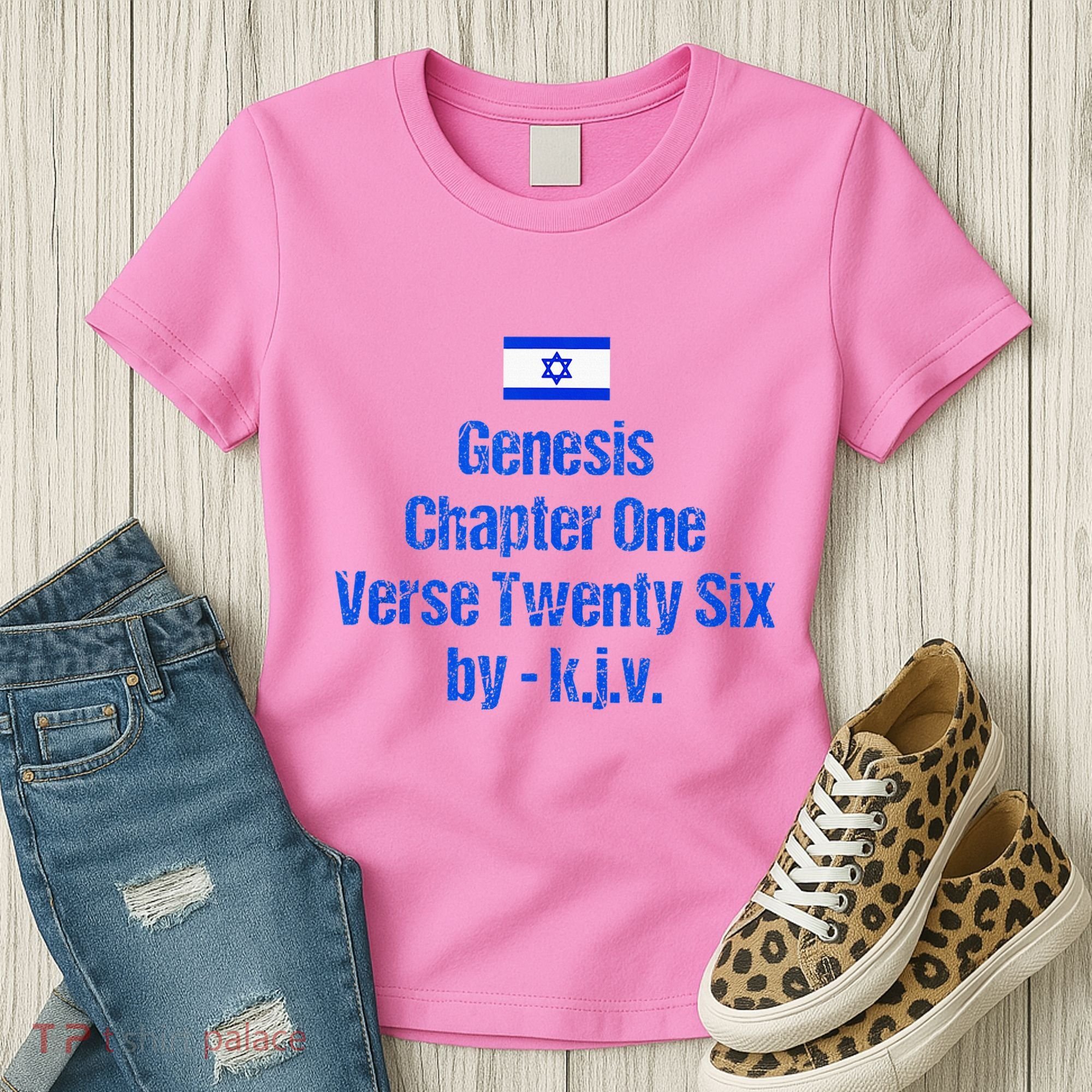 Israel Flag G.E.N.E.S.I.S Chapter One Verse Twenty Six Women's T-Shirt