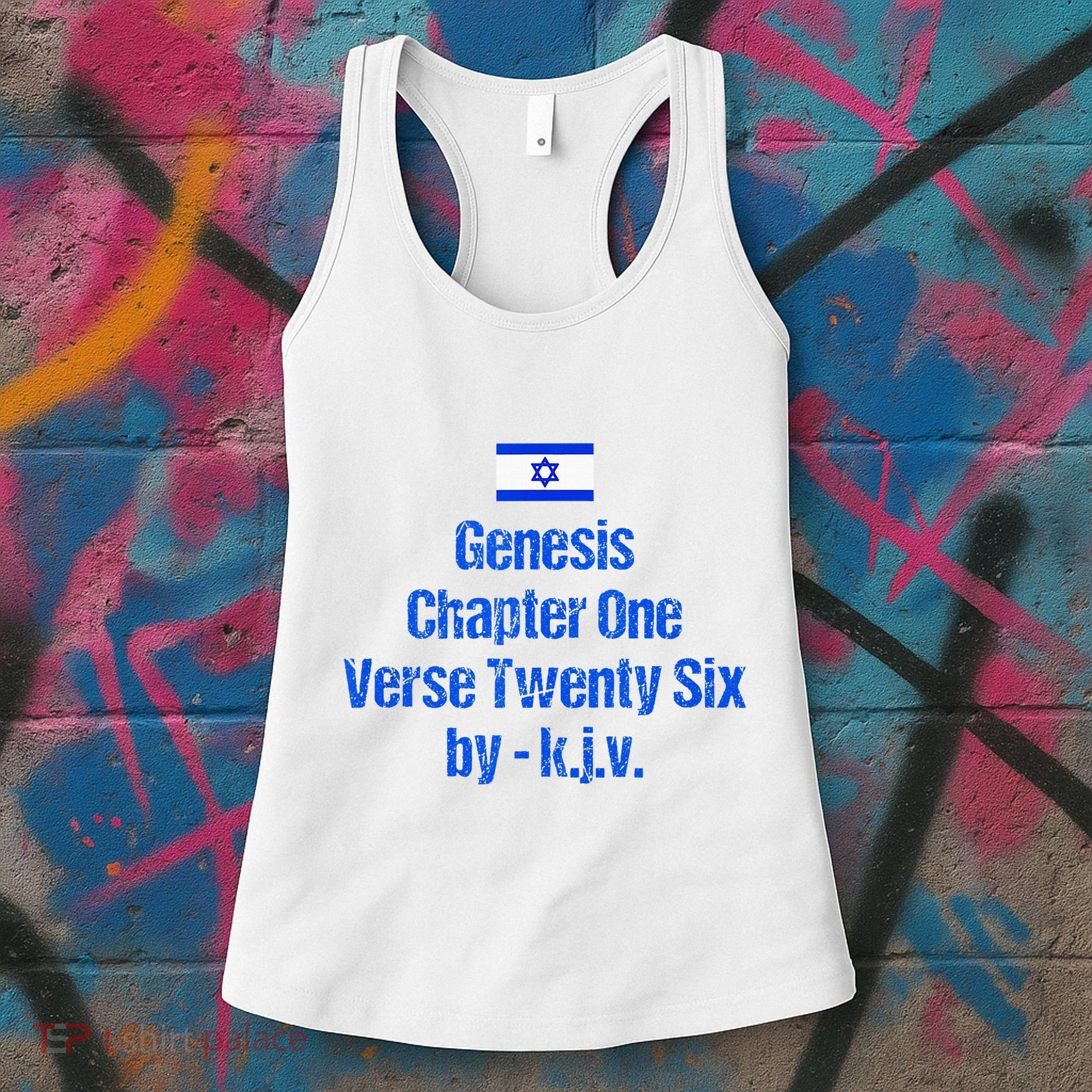 Israel Flag G.E.N.E.S.I.S Chapter One Verse Twenty Six Women's Tank Top