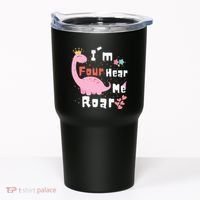 I'm Four Hear Me Roar Dinosaur 4th Birthday Party Tumbler thumb 0