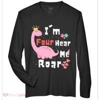 I'm Four Hear Me Roar Dinosaur 4th Birthday Party Zone Performance Long-Sleeve T-Shirt thumb 0