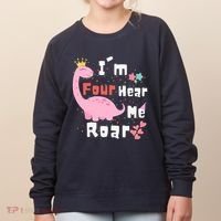 I'm Four Hear Me Roar Dinosaur 4th Birthday Party Women's Sweatshirt thumb 0