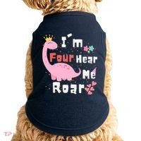 I'm Four Hear Me Roar Dinosaur 4th Birthday Party Doggie Tank thumb 0