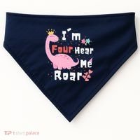 I'm Four Hear Me Roar Dinosaur 4th Birthday Party USA-Made Doggie Bandana thumb 0