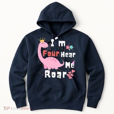 I'm Four Hear Me Roar Dinosaur 4th Birthday Party Hoodie