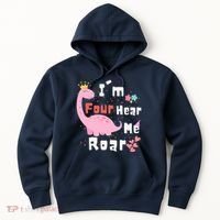 I'm Four Hear Me Roar Dinosaur 4th Birthday Party Hoodie thumb 0