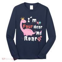 I'm Four Hear Me Roar Dinosaur 4th Birthday Party Long Sleeve Shirt thumb 0