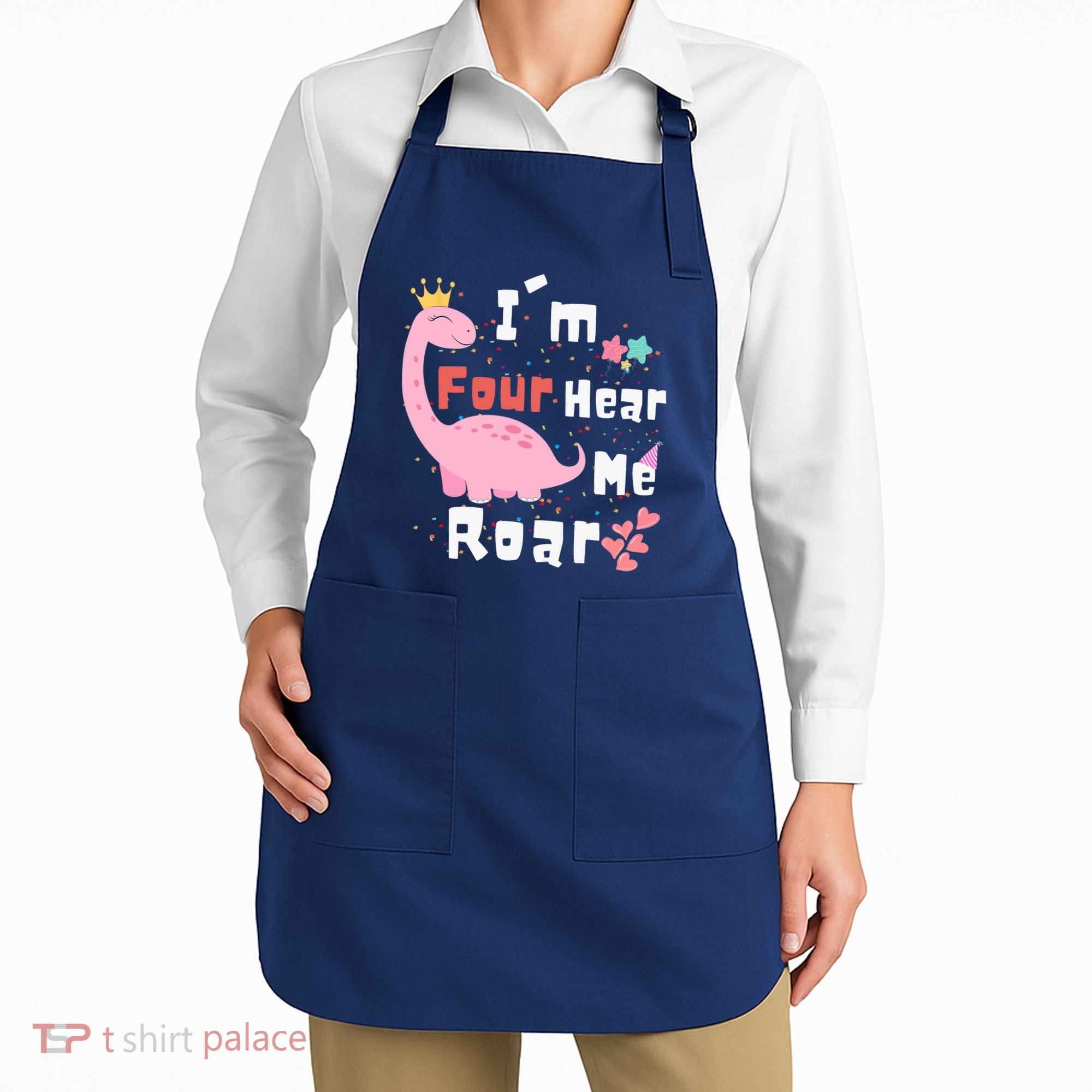 I'm Four Hear Me Roar Dinosaur 4th Birthday Party Apron