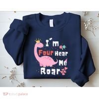 I'm Four Hear Me Roar Dinosaur 4th Birthday Party Sweatshirt thumb 2