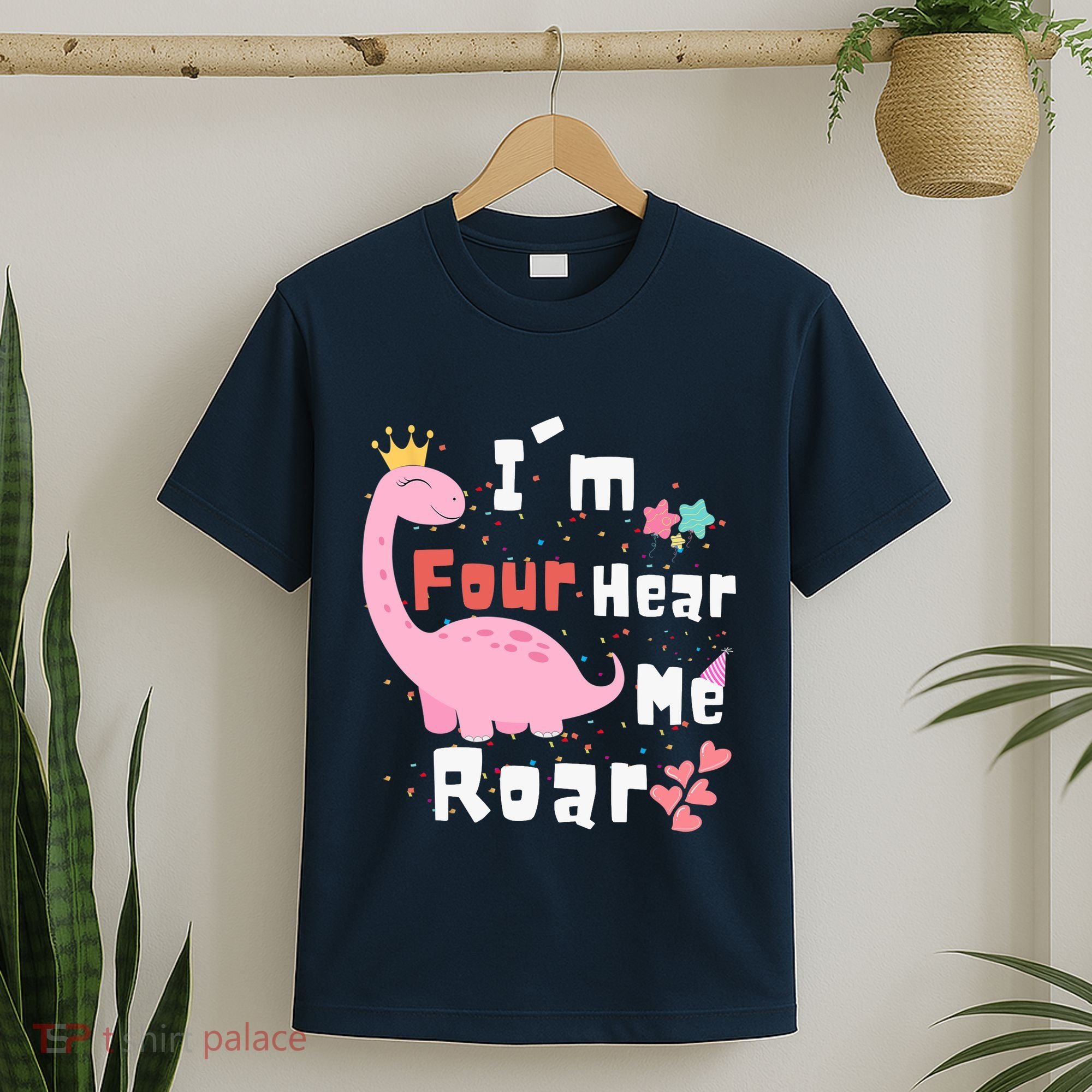 I'm Four Hear Me Roar Dinosaur 4th Birthday Party T-Shirt
