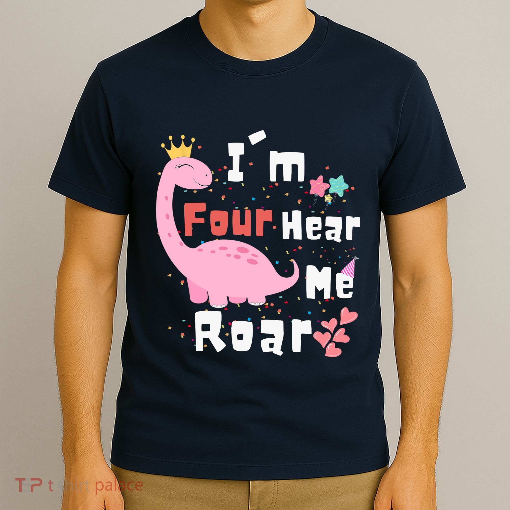 I'm Four Hear Me Roar Dinosaur 4th Birthday Party T-Shirt