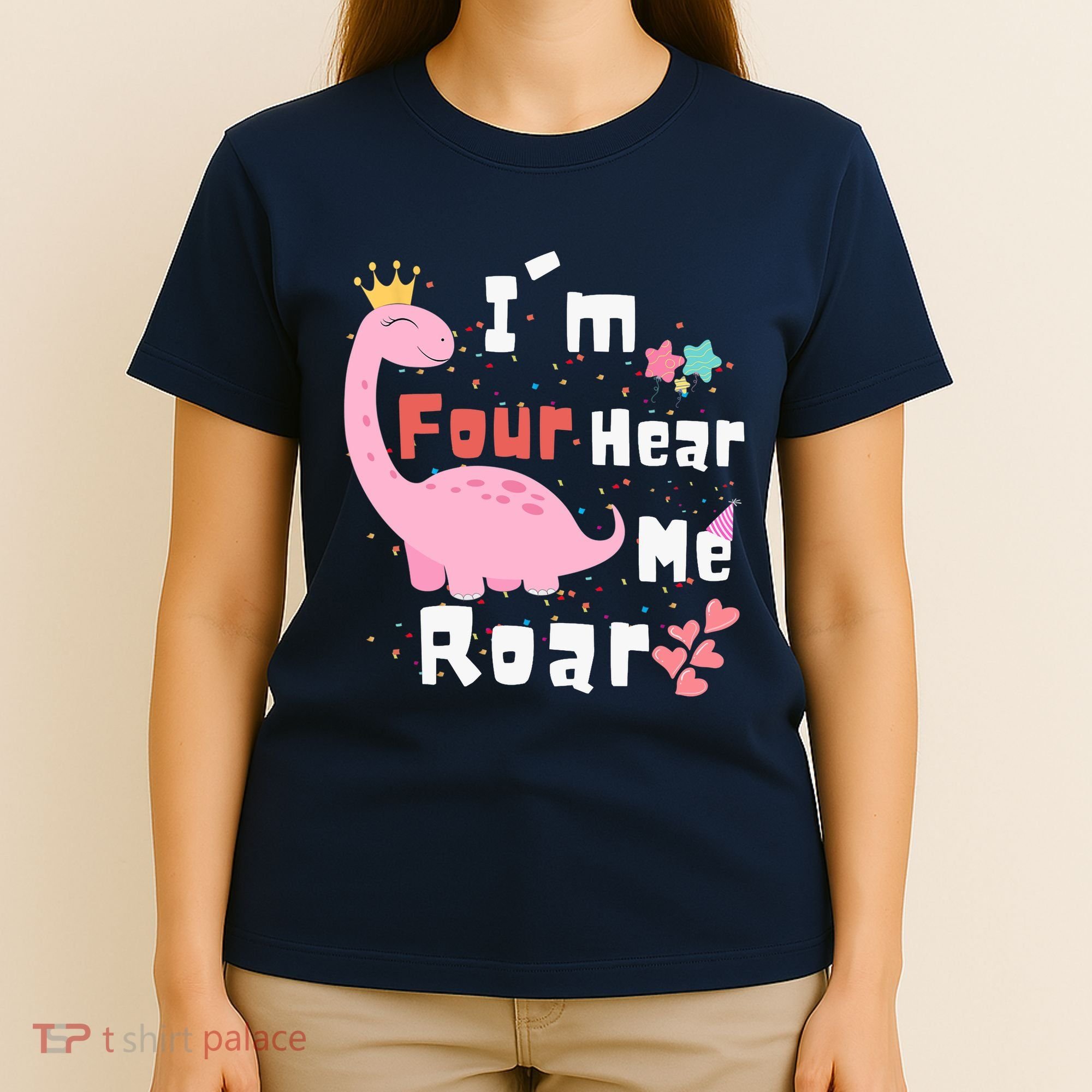 I'm Four Hear Me Roar Dinosaur 4th Birthday Party T-Shirt