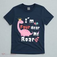 I'm Four Hear Me Roar Dinosaur 4th Birthday Party T-Shirt thumb 5