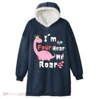 I'm Four Hear Me Roar Dinosaur 4th Birthday Party Hooded Wearable Blanket thumb 0