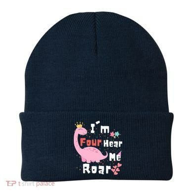 I'm Four Hear Me Roar Dinosaur 4th Birthday Party Beanie