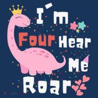 I'm Four Hear Me Roar Dinosaur 4th Birthday Party Women's Hoodie thumb 2