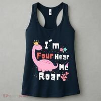 I'm Four Hear Me Roar Dinosaur 4th Birthday Party Women's Tank Top thumb 3