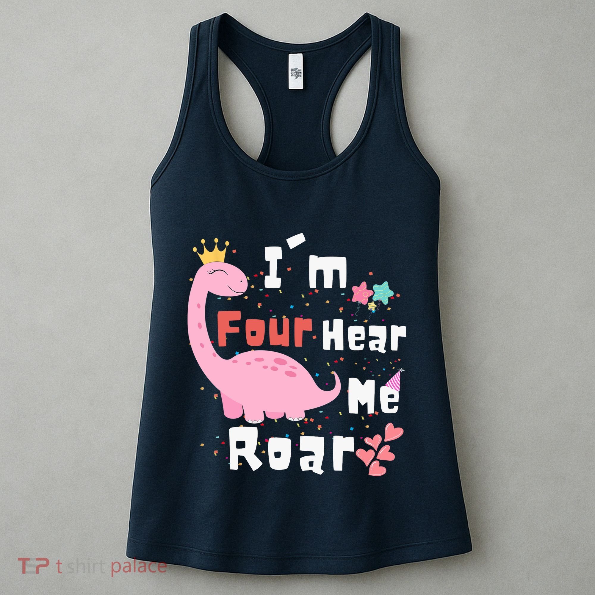 I'm Four Hear Me Roar Dinosaur 4th Birthday Party Women's Tank Top