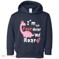 I'm Four Hear Me Roar Dinosaur 4th Birthday Party Toddler Hoodie thumb 0
