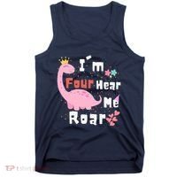 I'm Four Hear Me Roar Dinosaur 4th Birthday Party Tank Top thumb 0