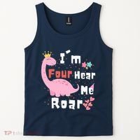 I'm Four Hear Me Roar Dinosaur 4th Birthday Party Tank Top thumb 2